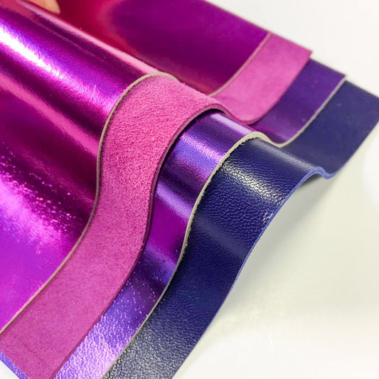 Neon Purple Shades Lambskin Sheets 4 Purple Metallic 5x5 inch Pieces