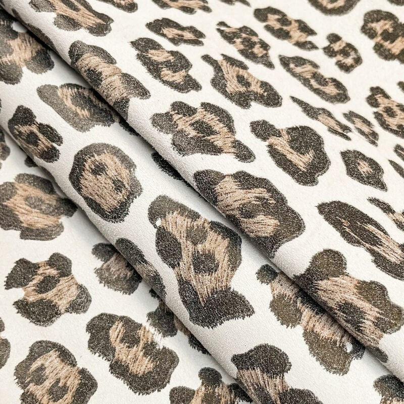White Jaguar Spots Lambskin Leather 0.8 mm/2oz / WHITE LEOPARD 1374