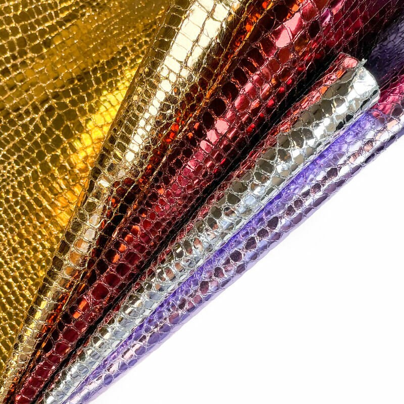 Shiny Metallic Reptile Print Lambskin Leather 1.0mm/2.5oz /  CHRISTMAS ANIMAL MIX 1281