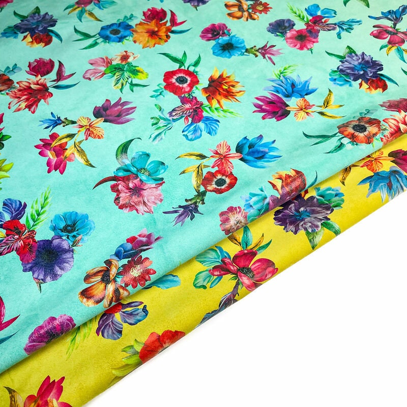 Floral Print Cowhide Leather 0.7-0.9mm/1.5-2.25oz / COLORFUL POPPIES 1387