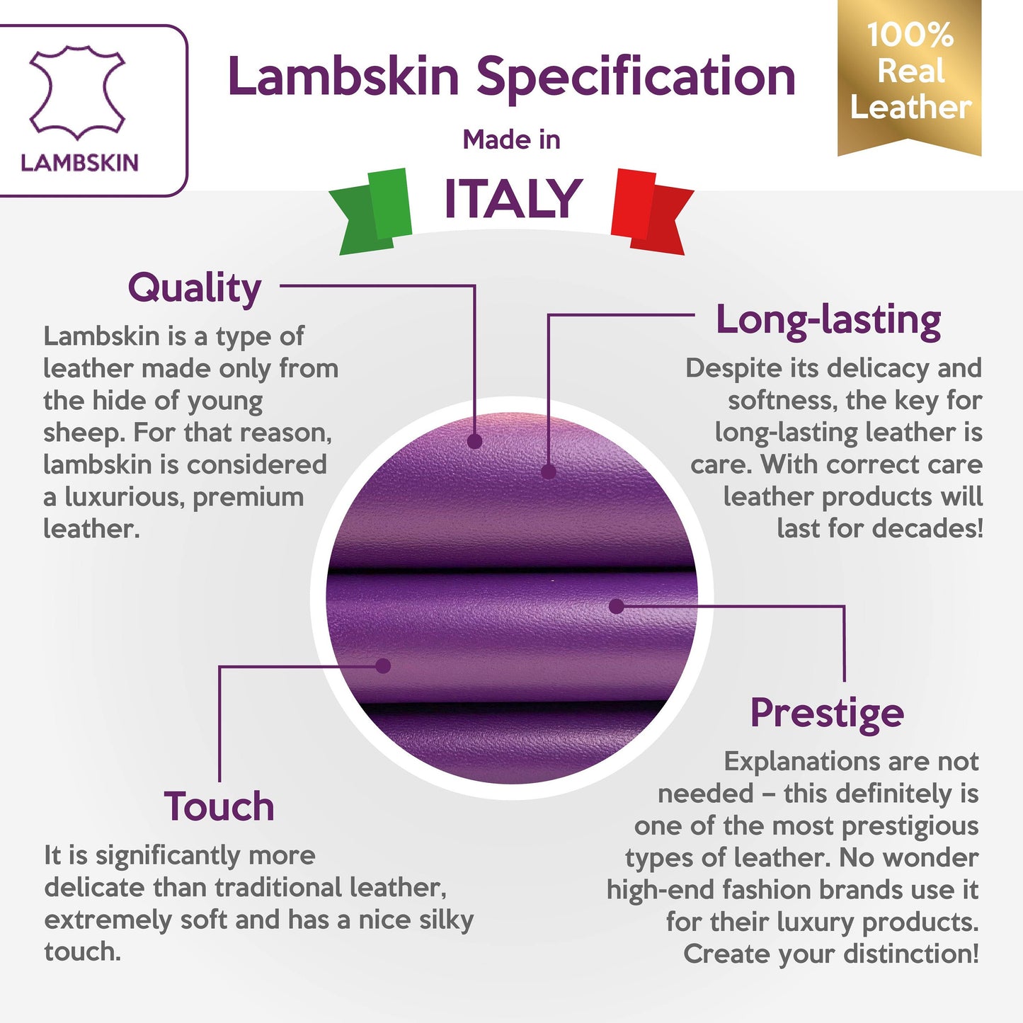 Purple Lambskin Leather 0.8mm/2oz / PURPLE PASSION 123