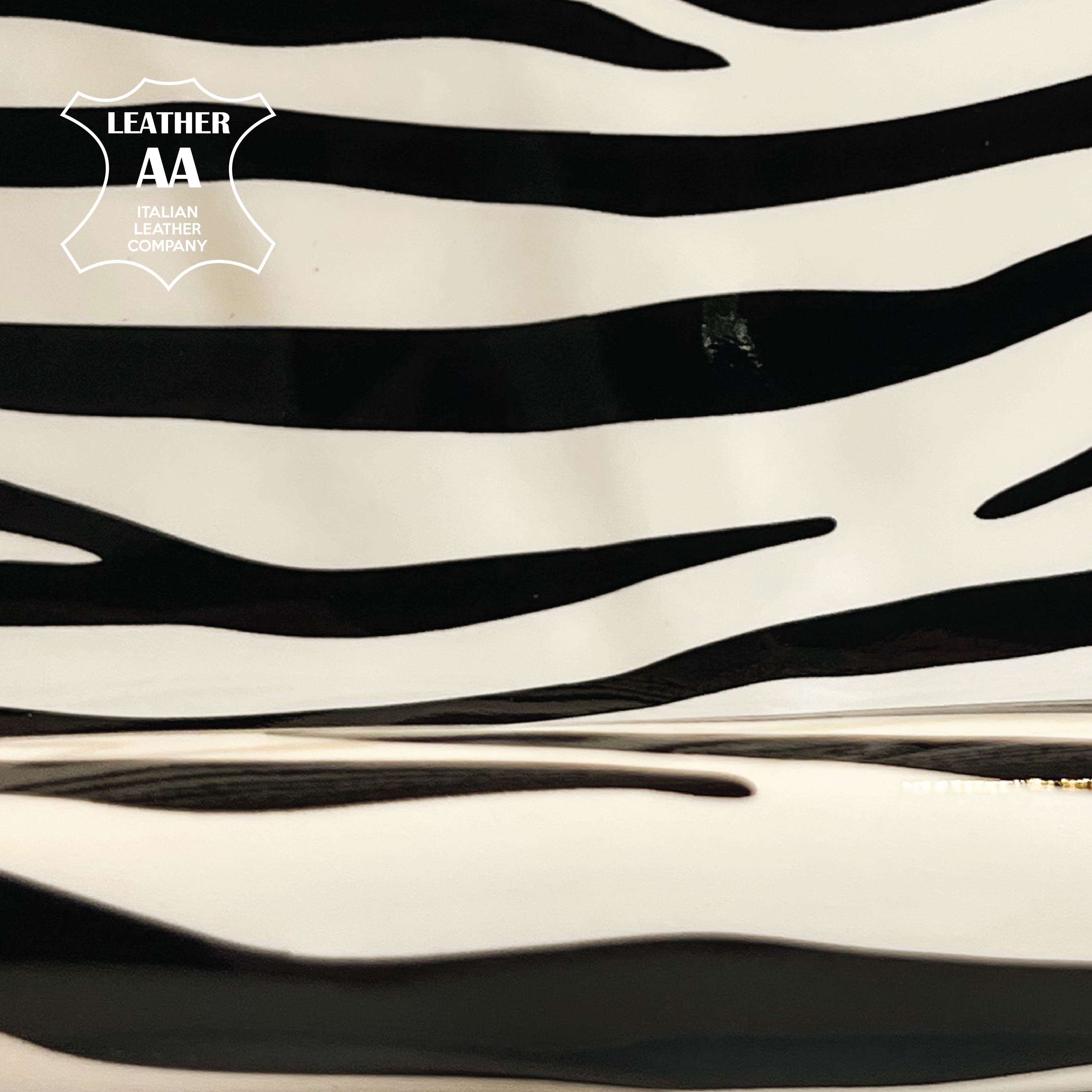 Black & White Zebra Print Patent Lambskin 0.7mm/ 1.75oz / 1453