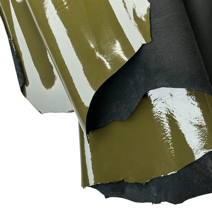 Shiny Green Patent Lambskin Leather 0.8mm//2oz Khaki Patent 1625