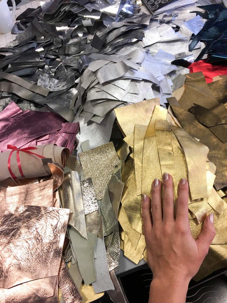 Metallic Lambskin Scrap Mix / Pieces Of Silver, Rose Gold, Gold, Pink