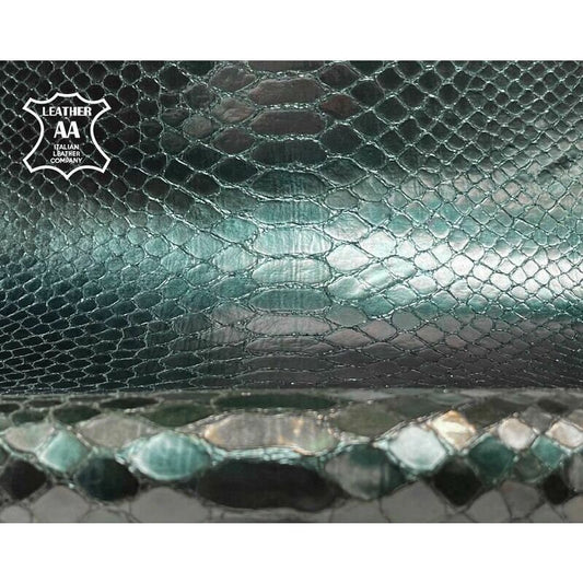 Dark Green Lambskin Leather With Print 0.8mm/2oz / SMOKE PINE SNAKE 1305