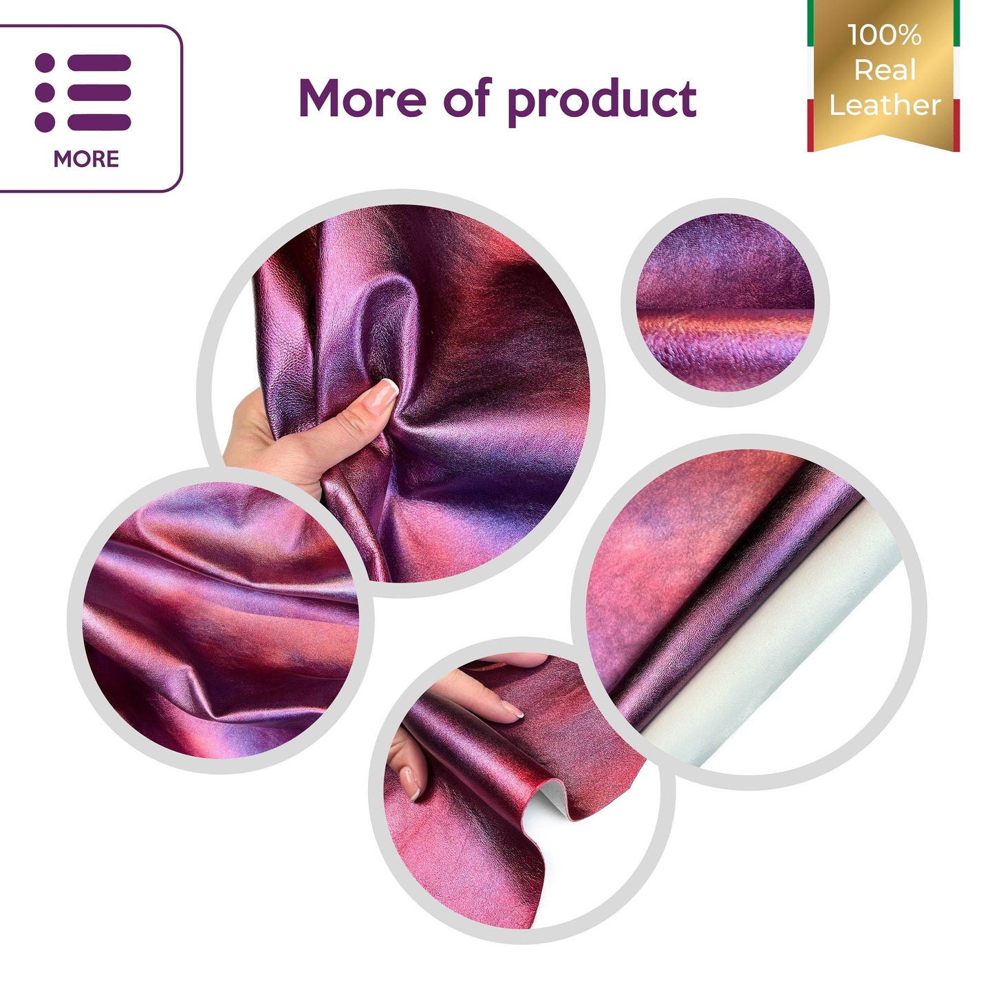 Purple Metallic Lambskin Leather 0.8mm/2oz / PURPLE GALAXY 1425