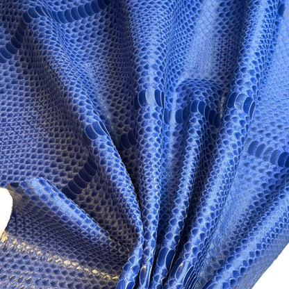 Blue Lambskin Leather With Laser Cut Snake Print 0.8mm/2oz Blue Snake 1618
